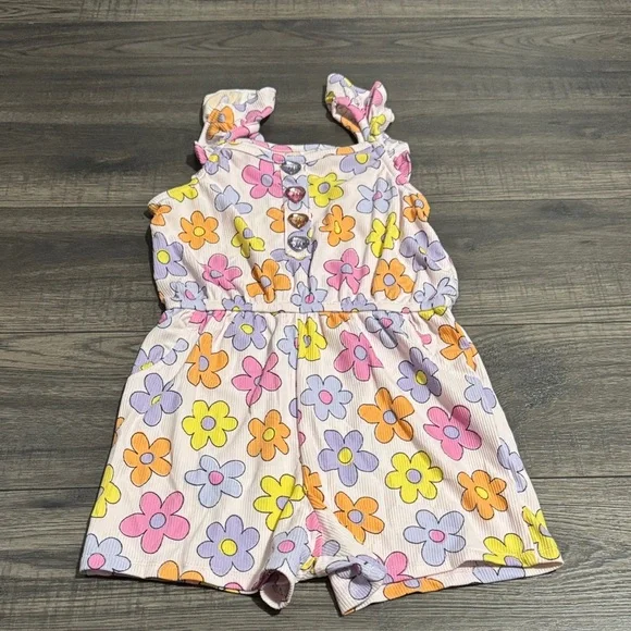 Floral and Purple Ruffle Romper Set - Picture 2 of 5